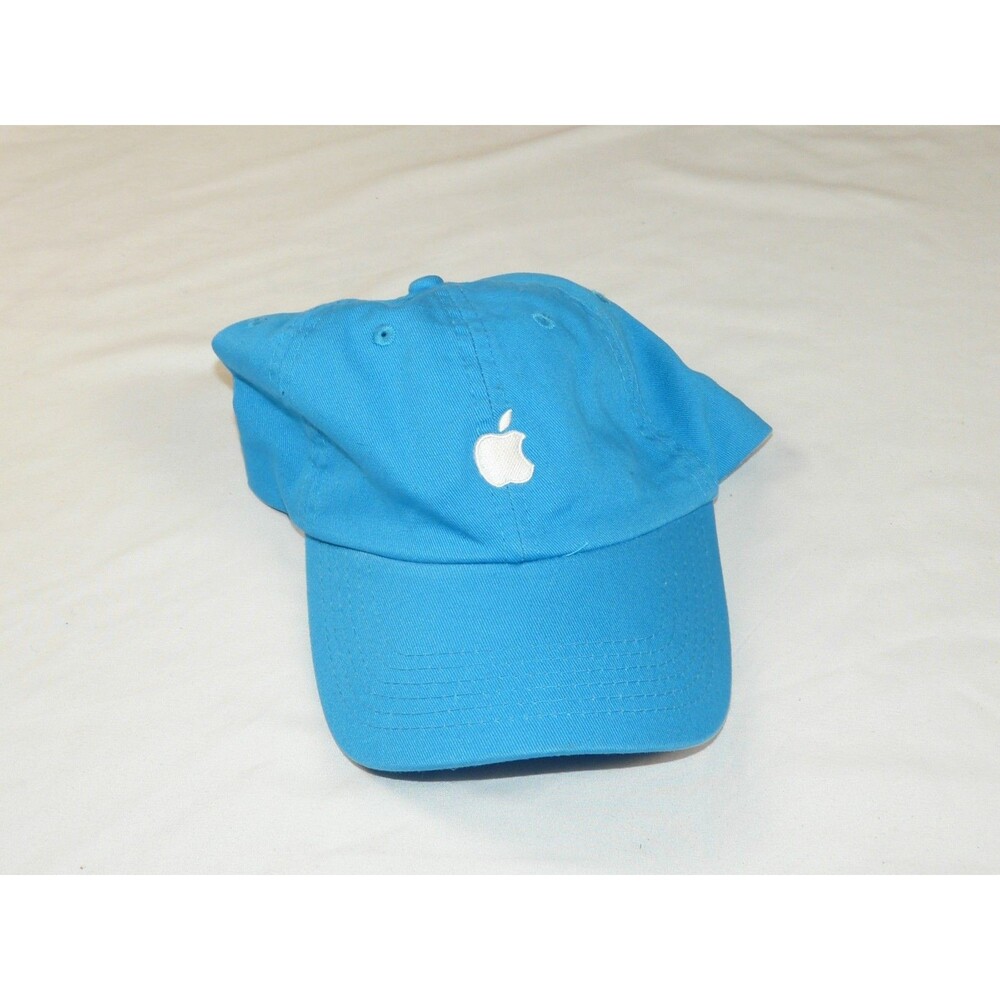 VTG Vintage Adjustable Back Dad Baseball Hat - Blue & White Apple Brand Logo